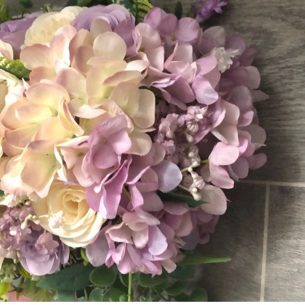 Floral Centerpiece Arrangement in Lavender and Cream - Home Accents